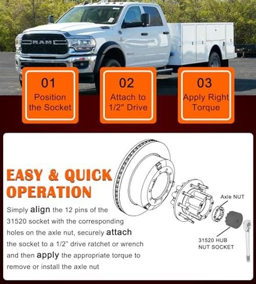 31520 Axle Nut Socket - 12 Pin Hub Bearing Retaining Nut Socket Tool Fits for