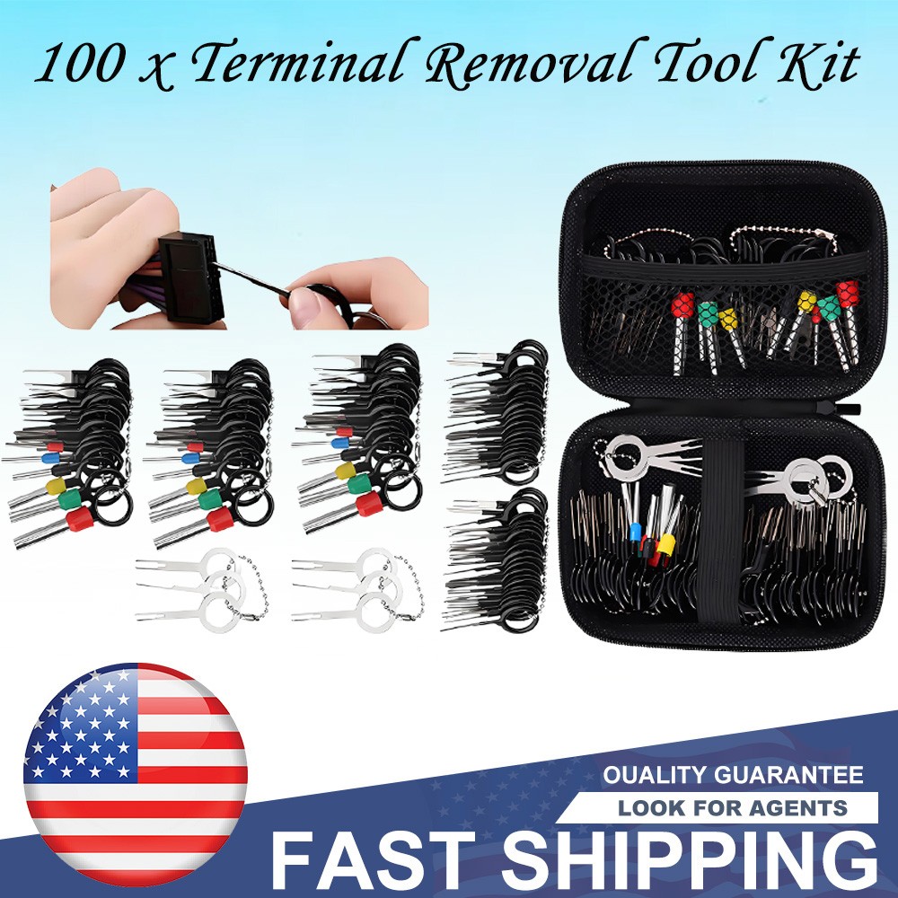 100PCS Pin Ejector Wire Kit For Car Extractor Connector Terminal Removal Tool US