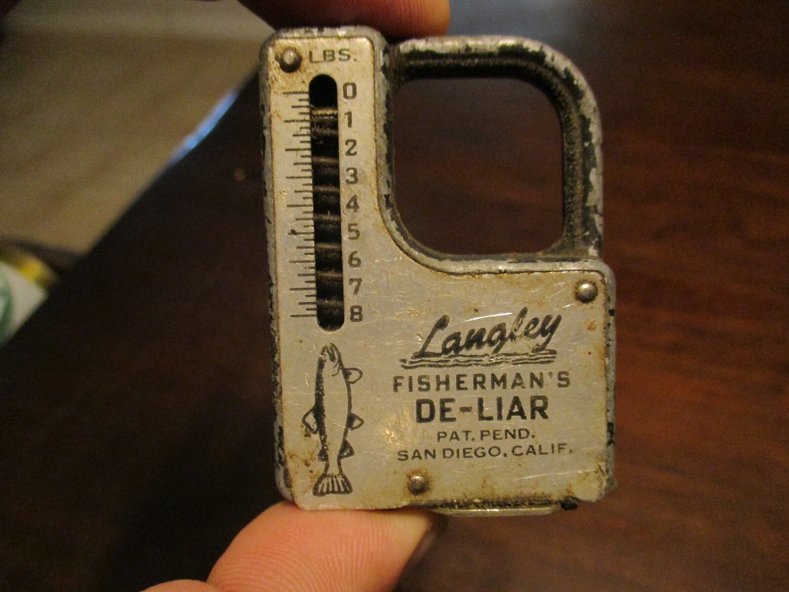 Langley FISHERMAN'S DE-LIAR SAN -DIEGO CALIF. 1 TO 8 POUNDS 24'' RULE VERY OLD
