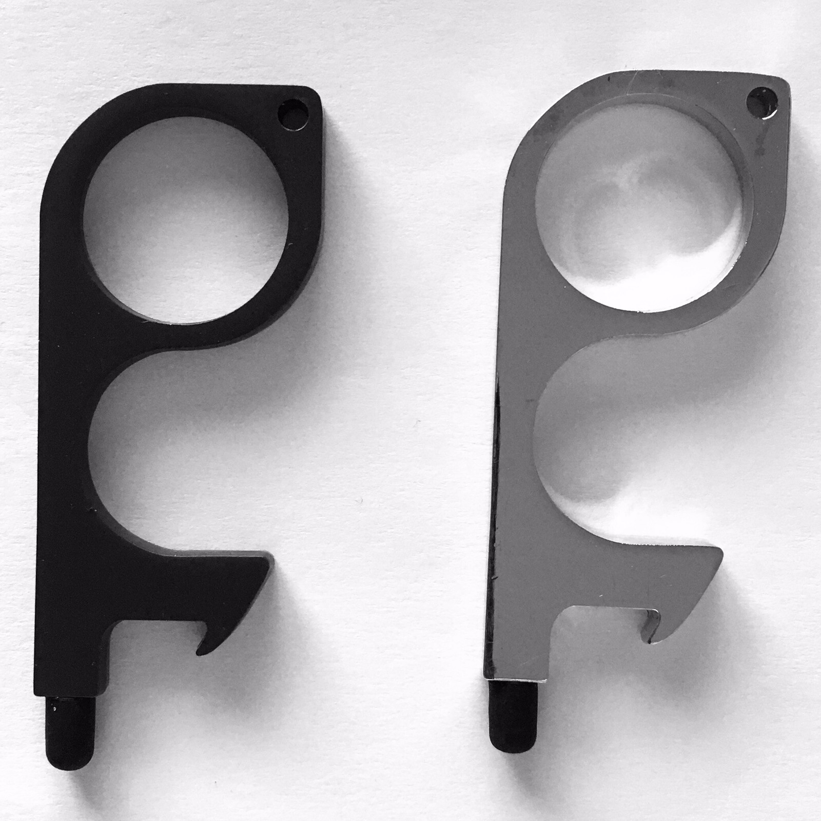 2 Pc No Touch Door Opener and Stylus Silvertone and Black, Copper Zinc Alloy
