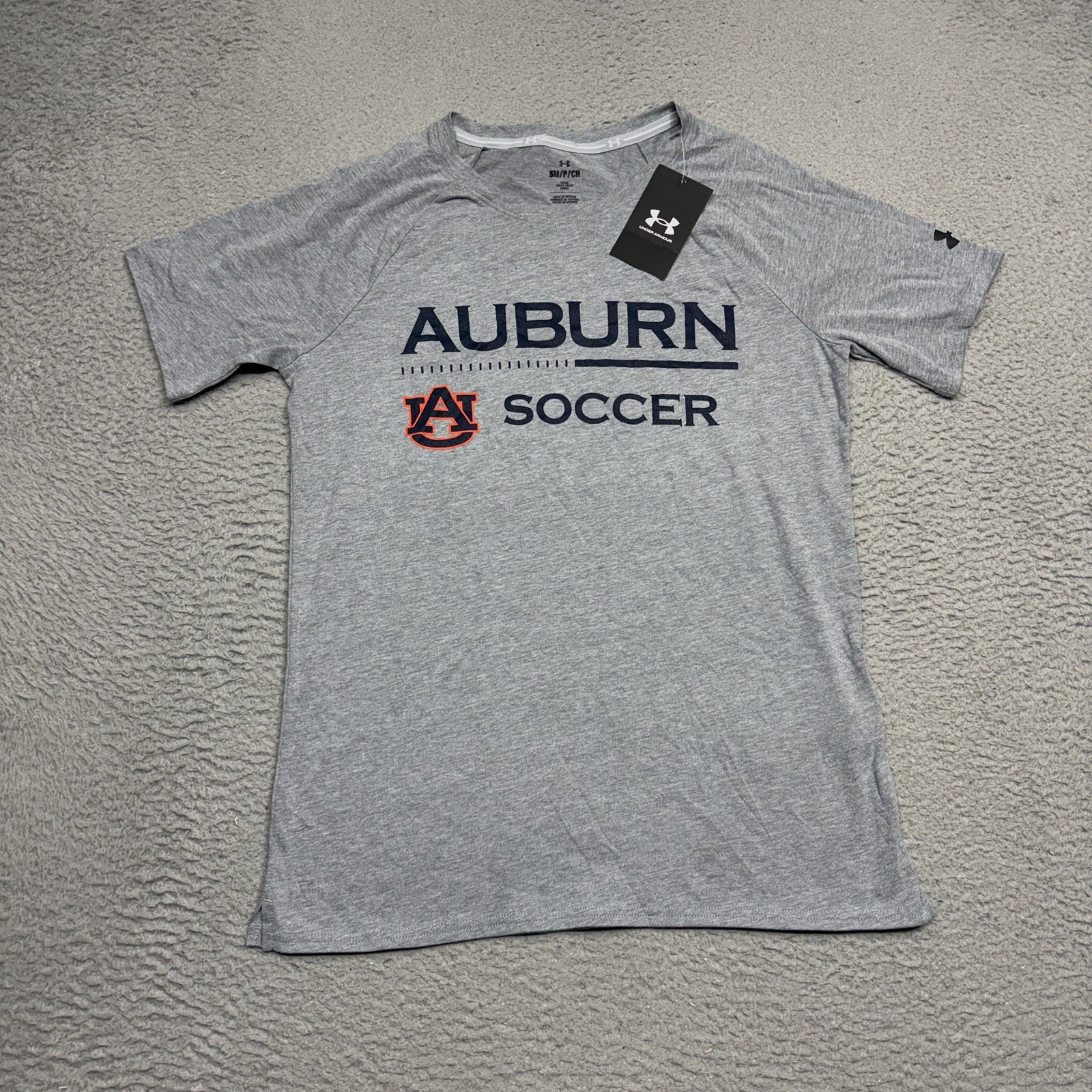 Under Armour Auburn Tigers Soccer Shirt Womens Size Small Grey Top Tee Team