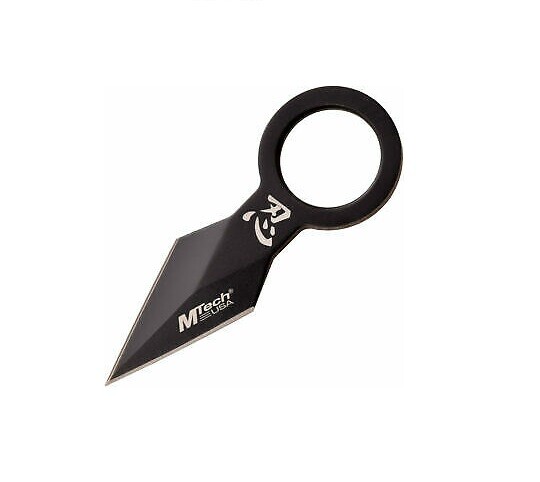 MTech Fixed 1.75" Black Double Edge 3Cr13 Steel Blade One Piece w/Finger Ring