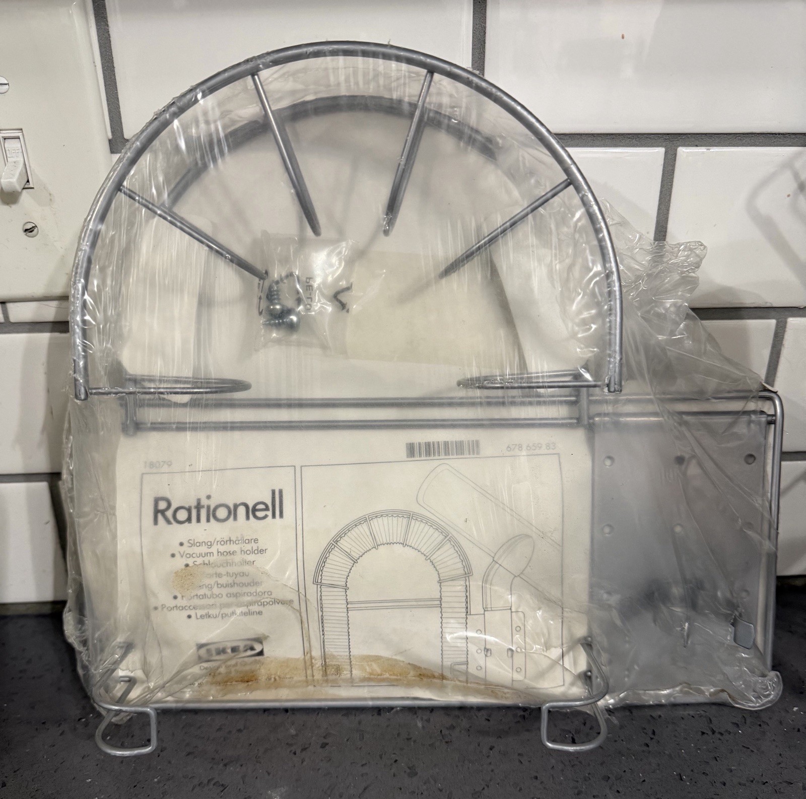 Ikea Rationell Vacuum Hose Holder Wall Mounted Bracket Rack 678.659.83 NEW