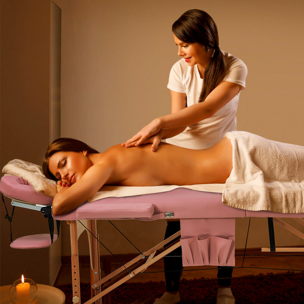 Portable Massage Table 2 Folding 73" Height Adjustable Half Bolsters Sheets