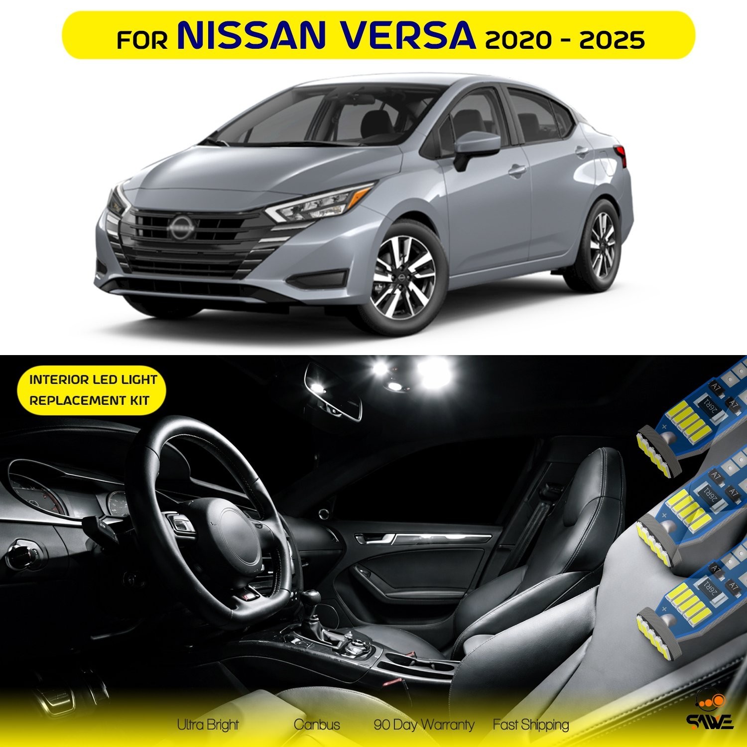 8x For 2020 - 2025 Nissan Versa Interior LED Lights Bulb Package Kit ULTRA WHITE