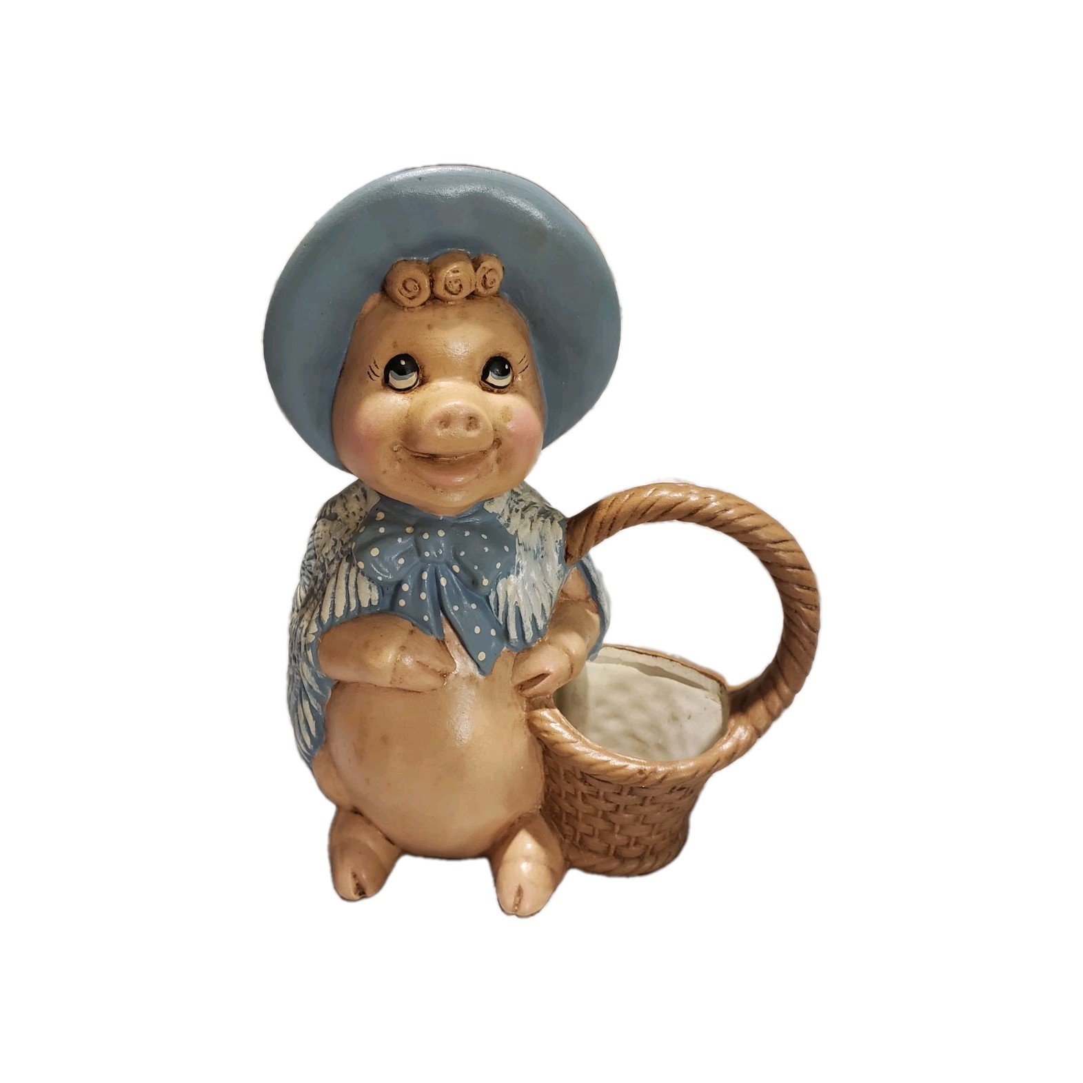 Vtg Pig Planter Basket Granny Shawl Decor