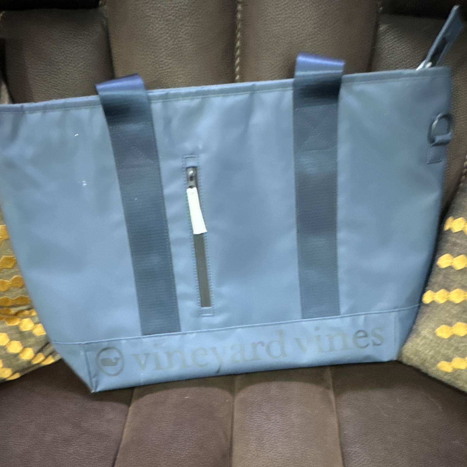 Vineyard Vines Blue Insulated Cooler Bag Tote w/ Shoulder Strap, Zippered Pocket