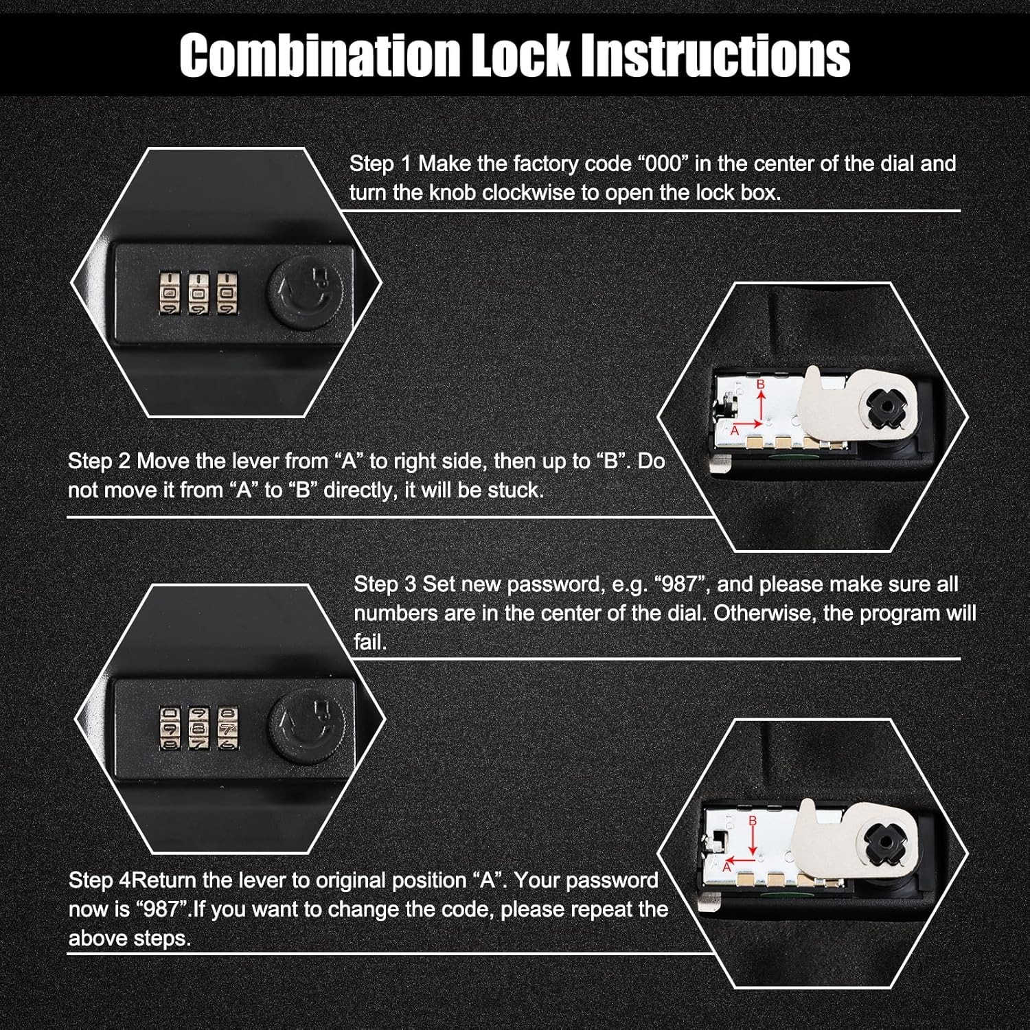 Portable Gun Safe Lock Box for Pistols Handgun Case Combo Lock Home Car Travel