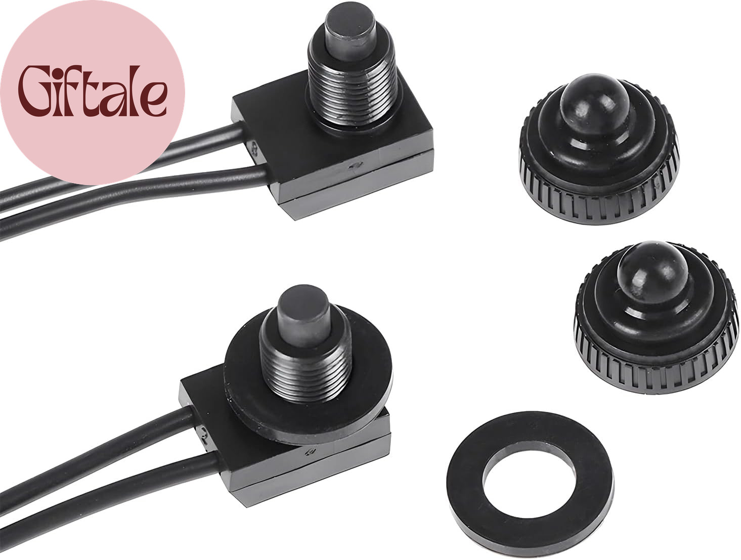 2 PCS Waterproof Push Button Switch, KP-107 12V On/Off SPST Switch with 4.5 Inch