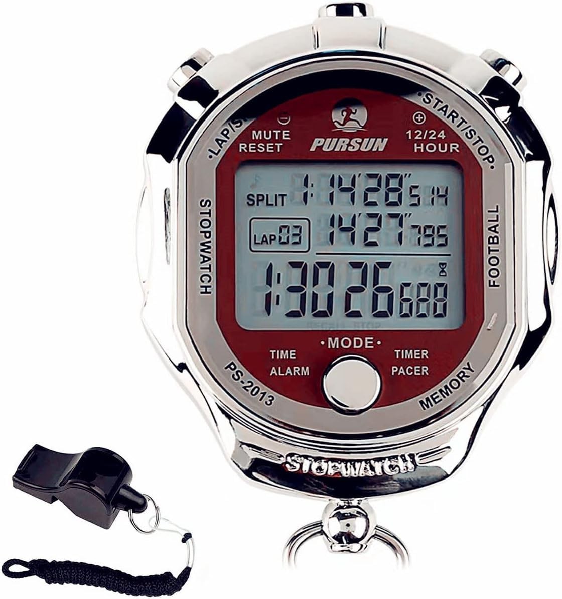 Stopwatch Timer, Digital Stop Watch with 0.001second Timing, Metal 100 Laps M...
