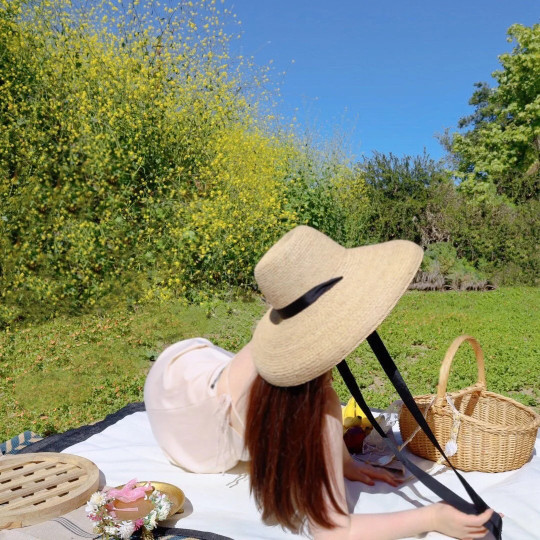 Womens Sun Straw Hat Wide Dome Brim Summer Hat with Black Ribbon Ties