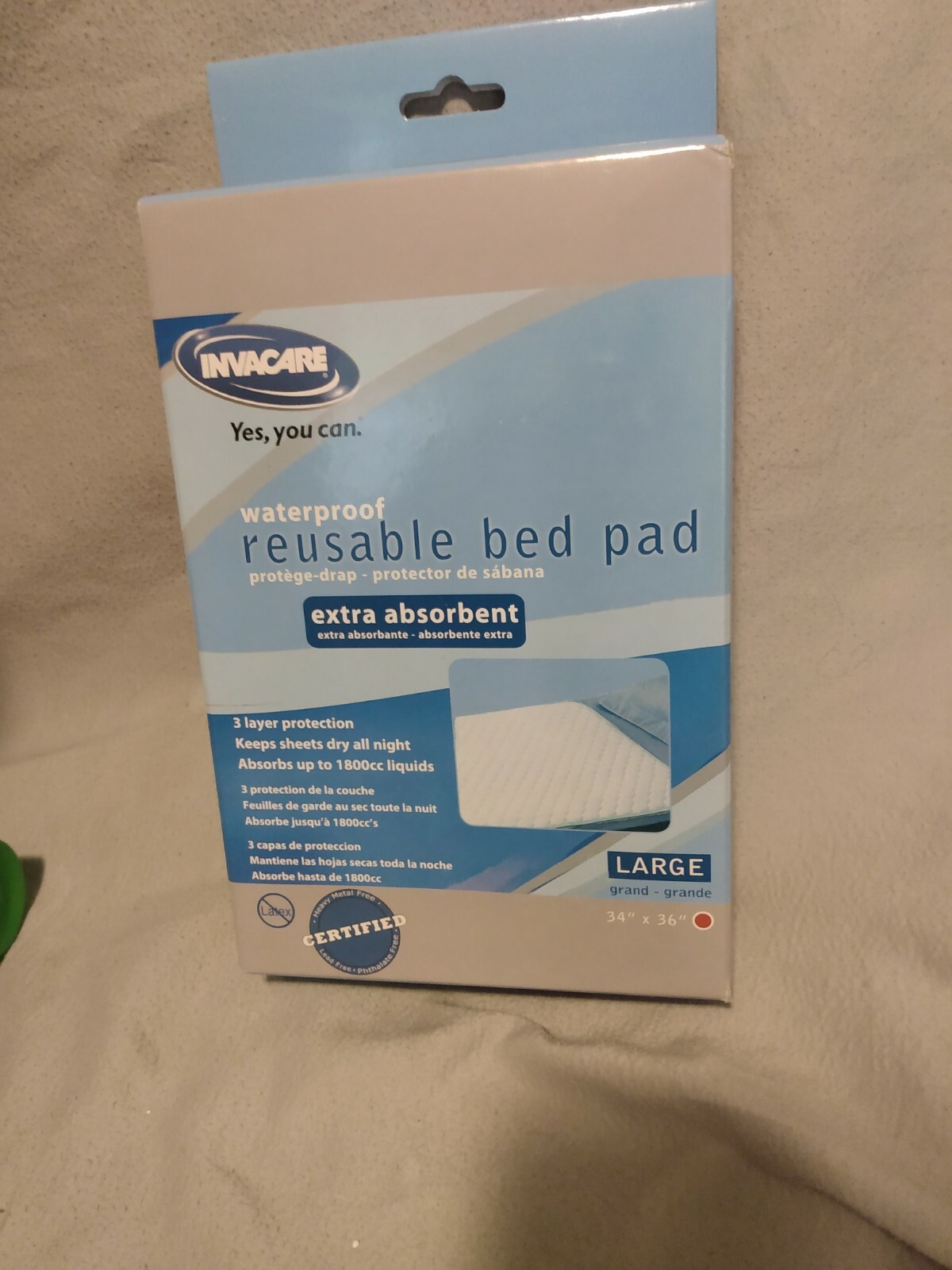 Invacare Reusable Washable Bed Pad Underpads 34”x36” Large New One Pad