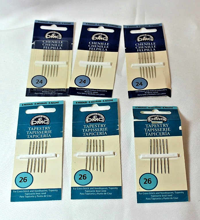 DMC Tapestry Hand Needle 3 (6-Pack) Sz 26 & Chenille Hand Needle 3 (6-Pack) Sz24