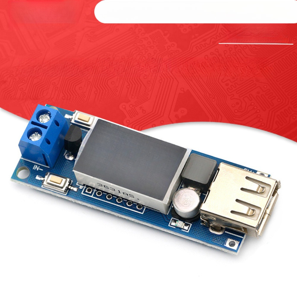 DC 4 5 to 40V Step Down Power Supply Module with USB Charger and Voltmeter