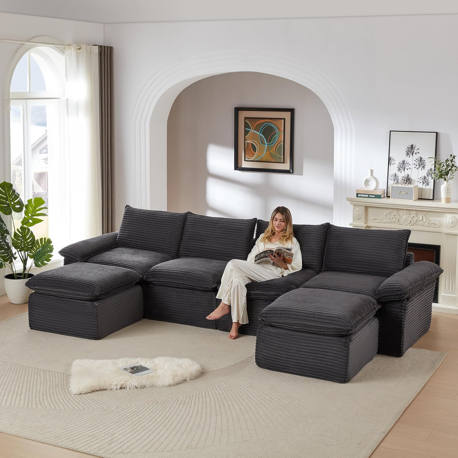 Cloud Modular Sectional Couches Boneless Sofa for Living Room, 142" Oversized U