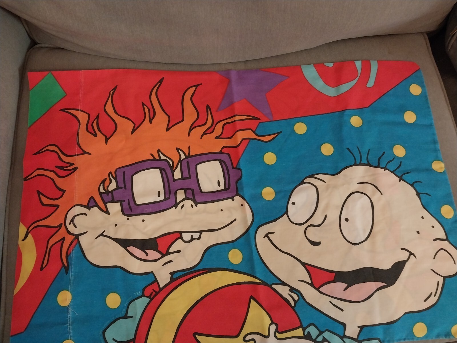 Rugrats Pillow Case Reversible Chuckie Angelica Tommy Spike Vintage 1997