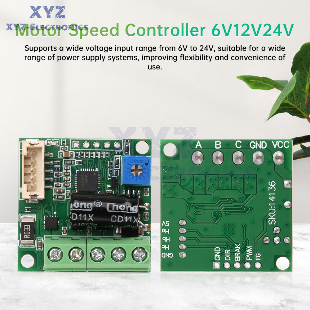 DC6-24V 100W BLDC 3-phase DC Brushless Hall Motor Drive Motor Speed Controller