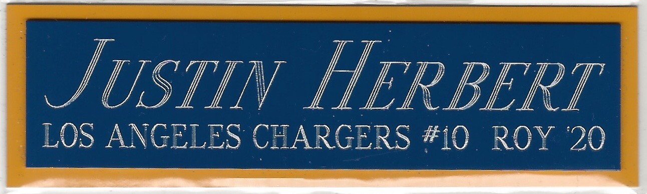 JUSTIN HERBERT CHARGERS NAMEPLATE AUTOGRAPH SIGNED FOOTBALL-HELMET-JERSEY-PHOTO