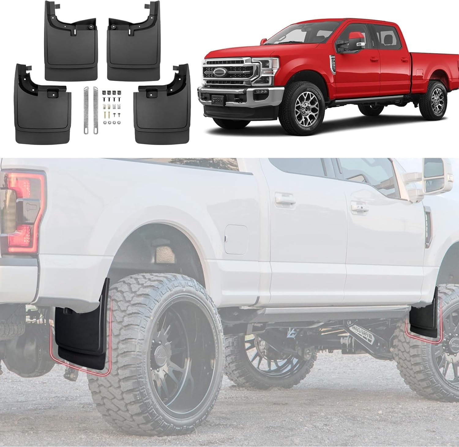 2017-2024 Ford F-250/F-350 Super Duty Front & Rear Mud Flaps Set of 4