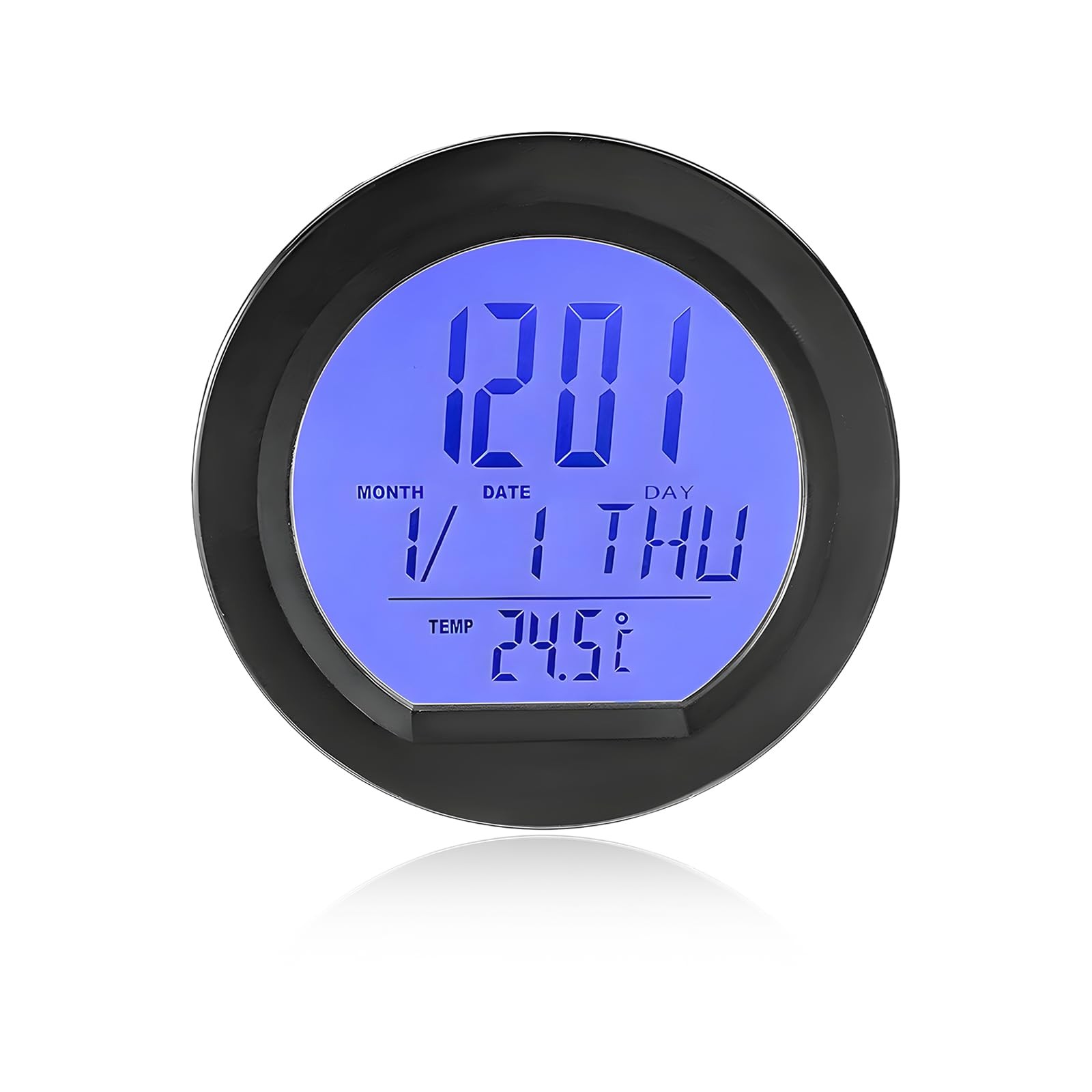 Car Digital Thermometer Clock, Solar Powered Mini Dashboard Clock with Date &...