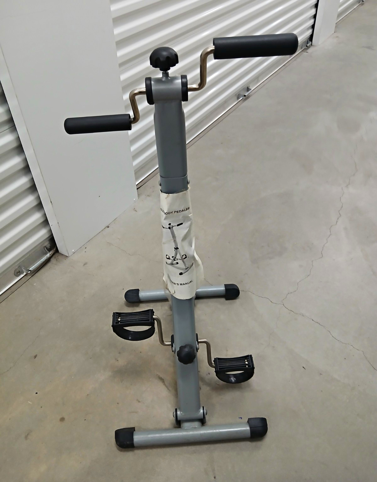 Pedal Exerciser Mini Exercise Bike w/ Foam Handles, Gray/Black, Arms & Legs