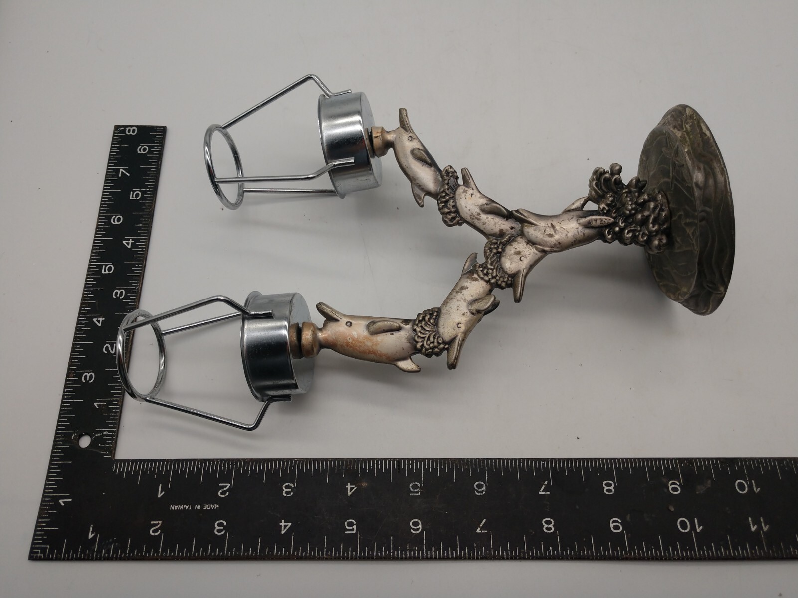 Dolphin Tealight Metal Double Lights Shades 10 inches tall 6 figurines waves