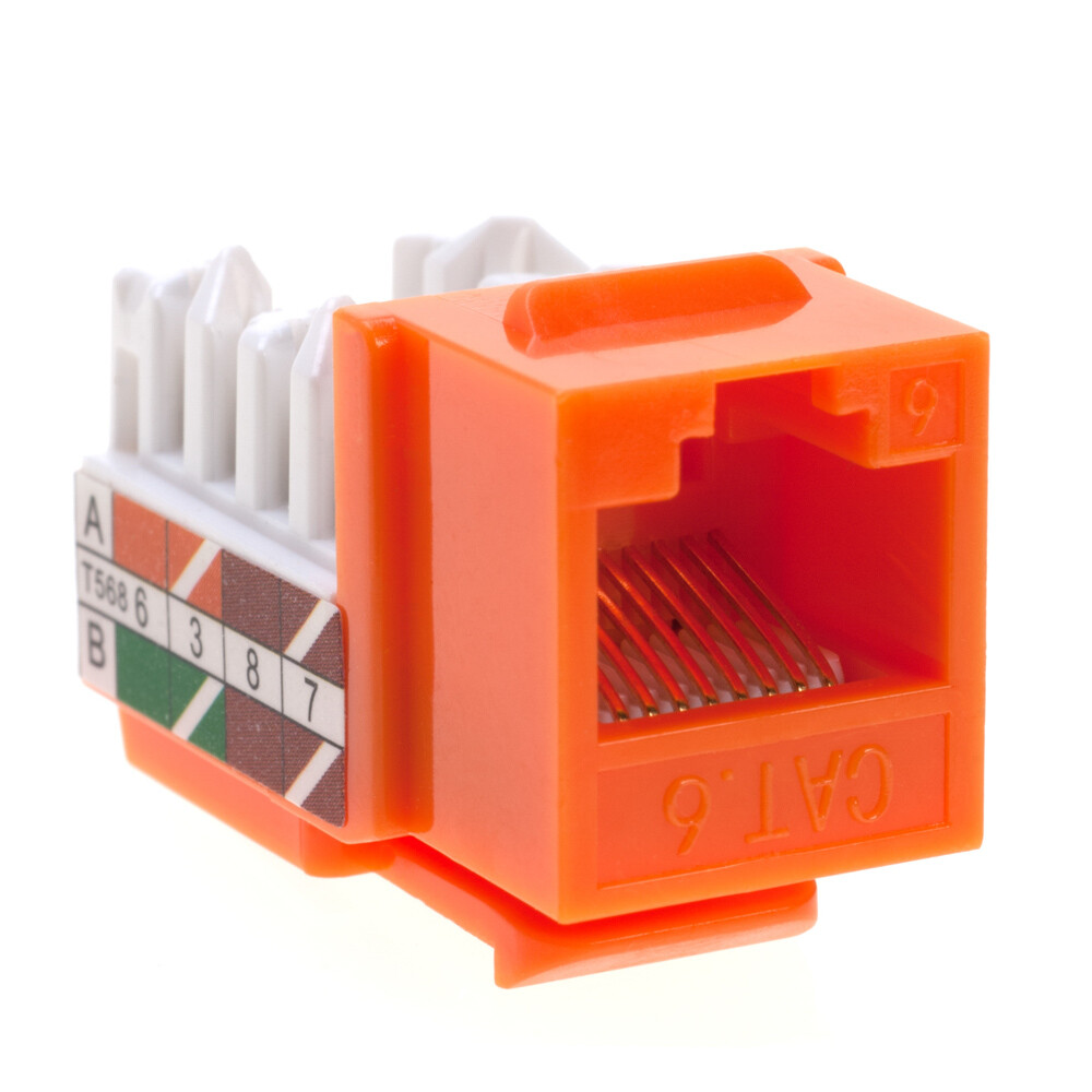 30 pcs Cat6 Punchdown Keystone Jack Orange 45 Degree Angle Ethernet Network PACK