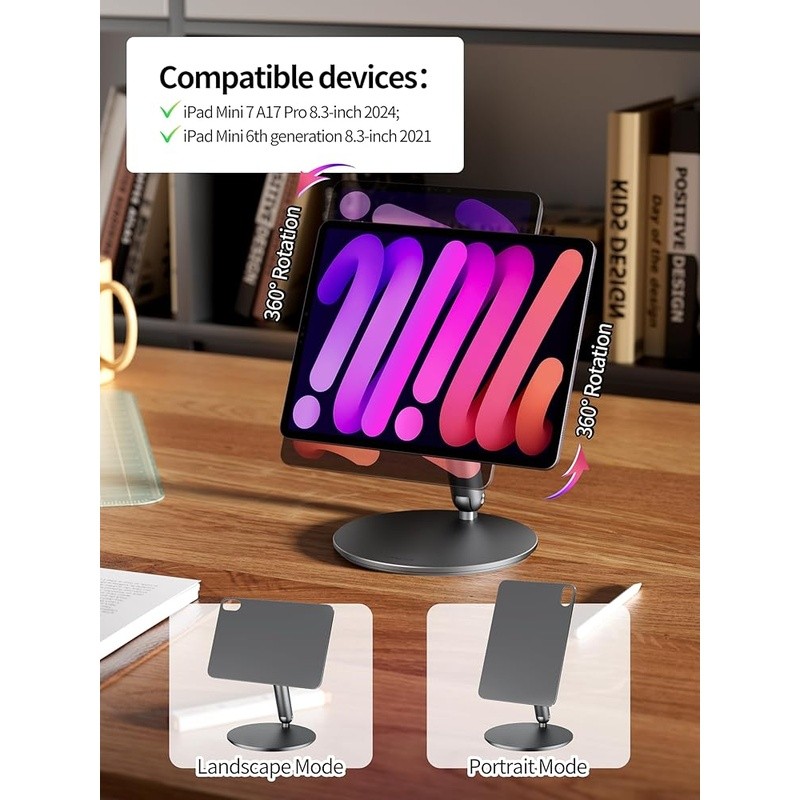 Magnetic iPad Mini Stand Adjustable 360° Rotating Base Foldable Tablet Holder US
