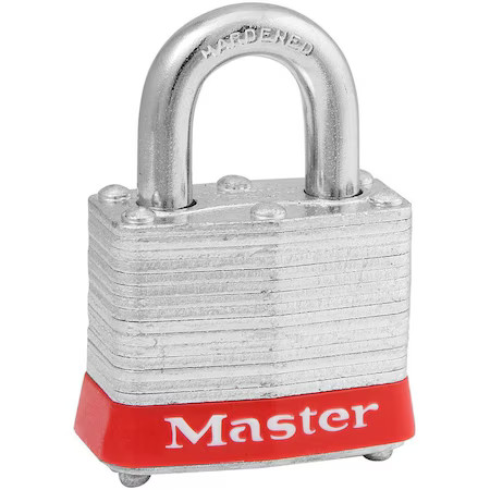 Master Lock 3Red Lockout Padlock, Keyed Different, Steel, Red, 3/4 In Shackle