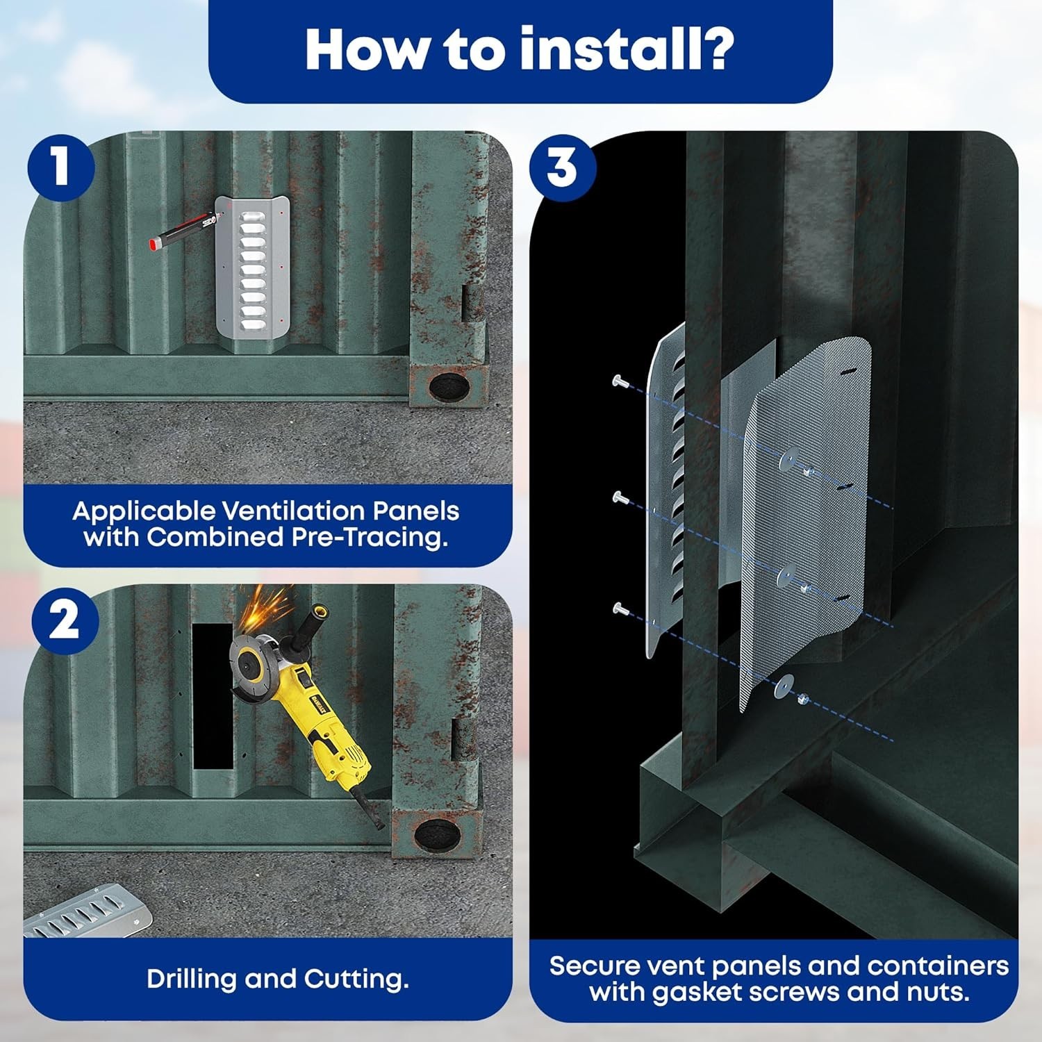 Shipping Container Vent Kit, Stainless Steel for Humidity Control, 4 Pack