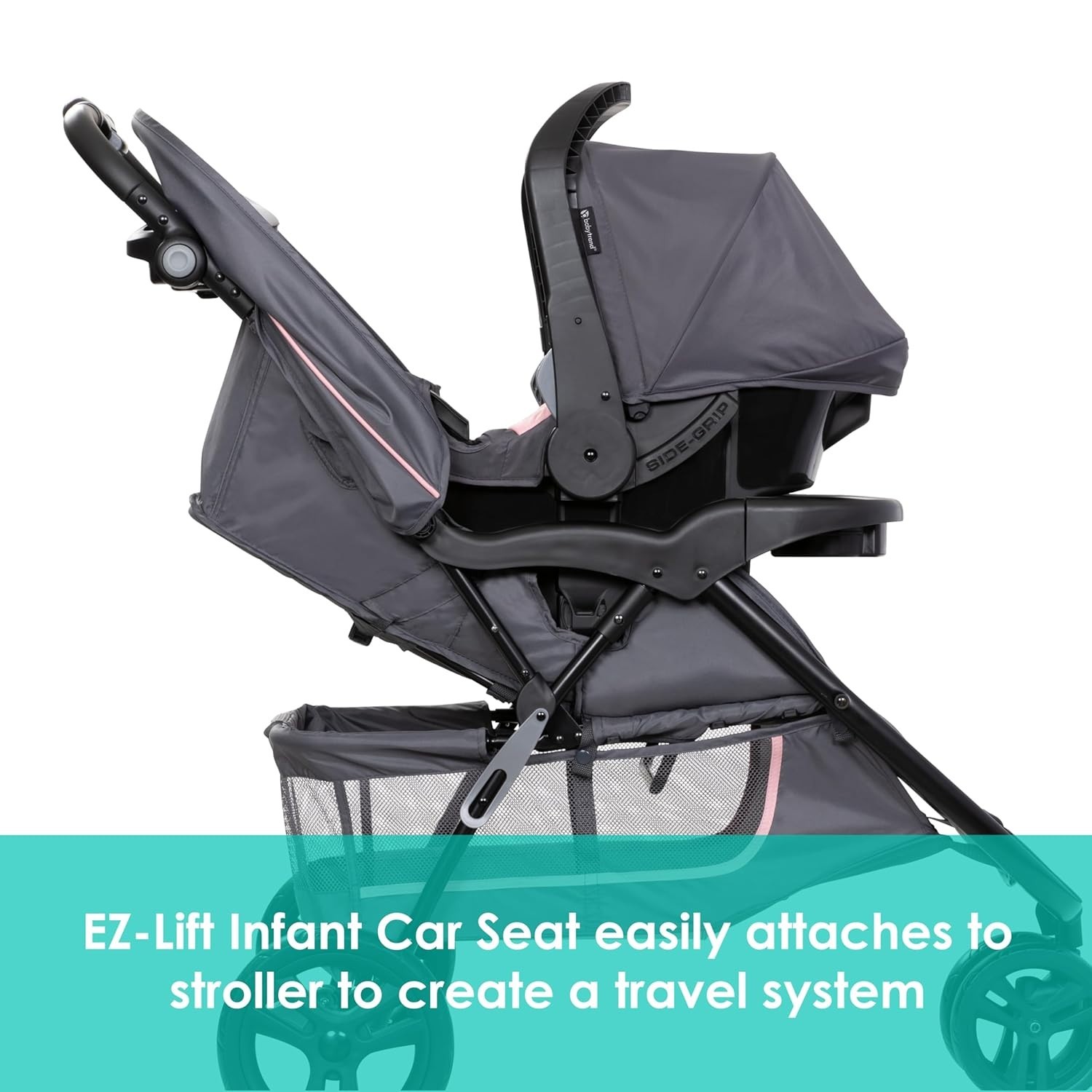 Adjustable Height Stroller with 5 Point Harness and Breathable Polyester Fabric