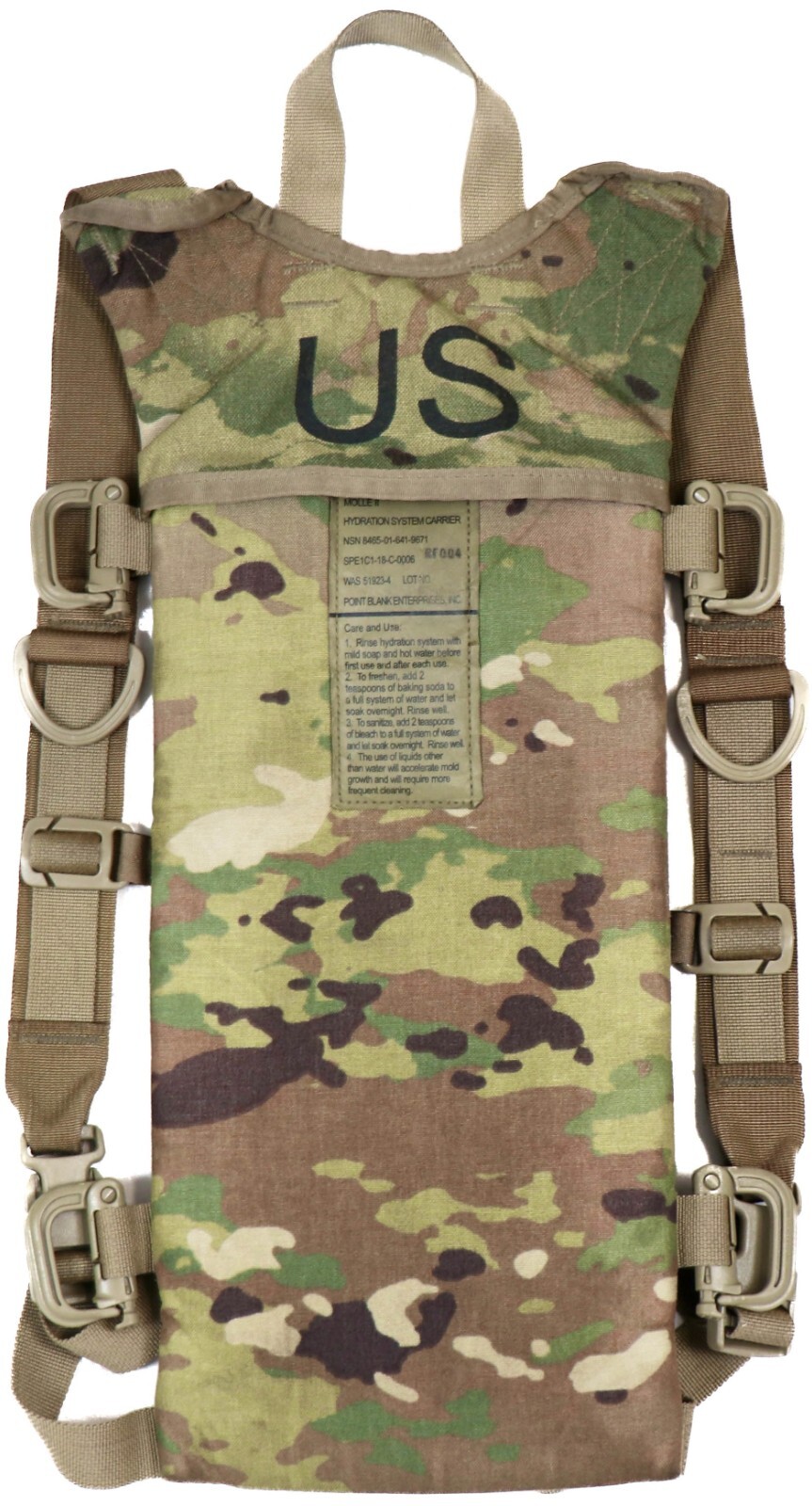 US Army OCP Multicam Molle II Hydration System Carrier Water Backpack No Bladder