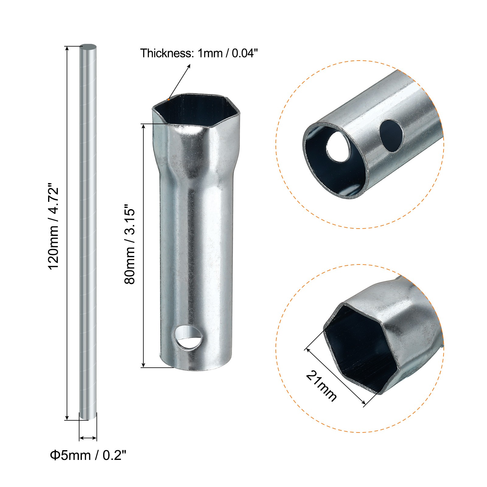 16/17/19/21mm Ignition Spark Plug Spanner Dual-Ended Wrench Socket 5Pcs