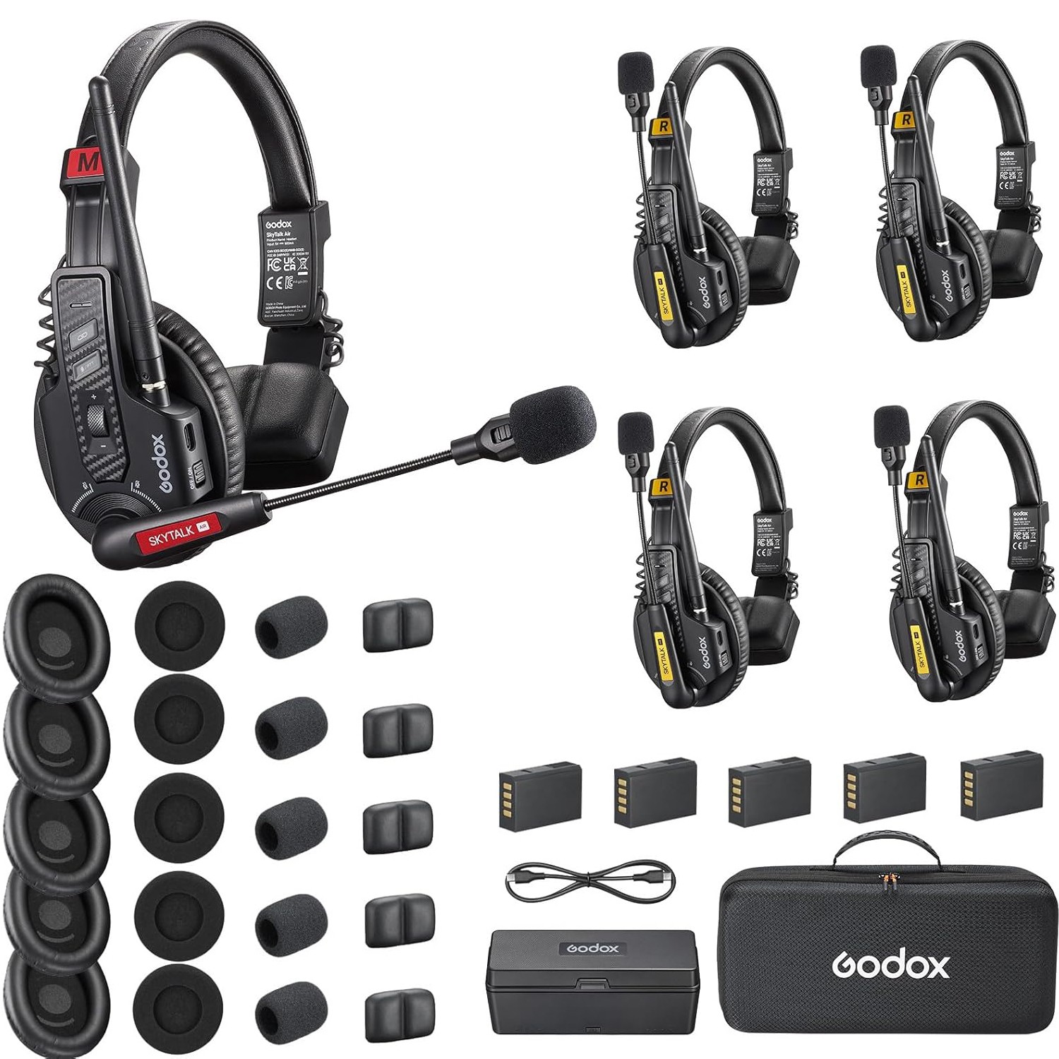 Godox SkyTalk Air 5S 2.4G Full-Duplex Wireless Intercom Headset System 5 Person