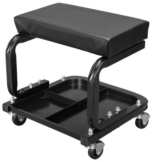 250lb Black Rolling Automotive Creeper Garage/Shop Seat: Padded Mechanic