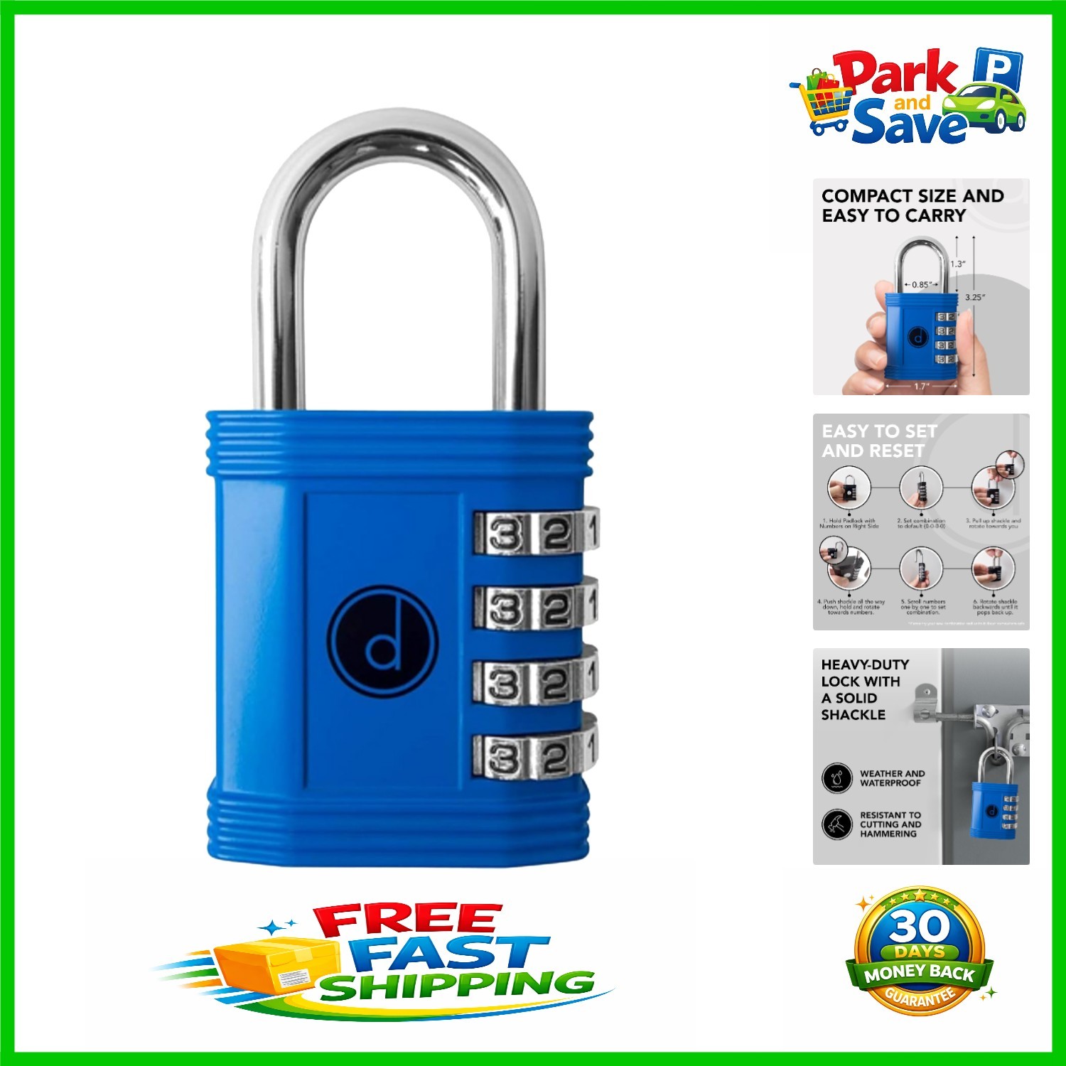 Compact Weatherproof Combination Padlock - Custom Code for Ultimate Security