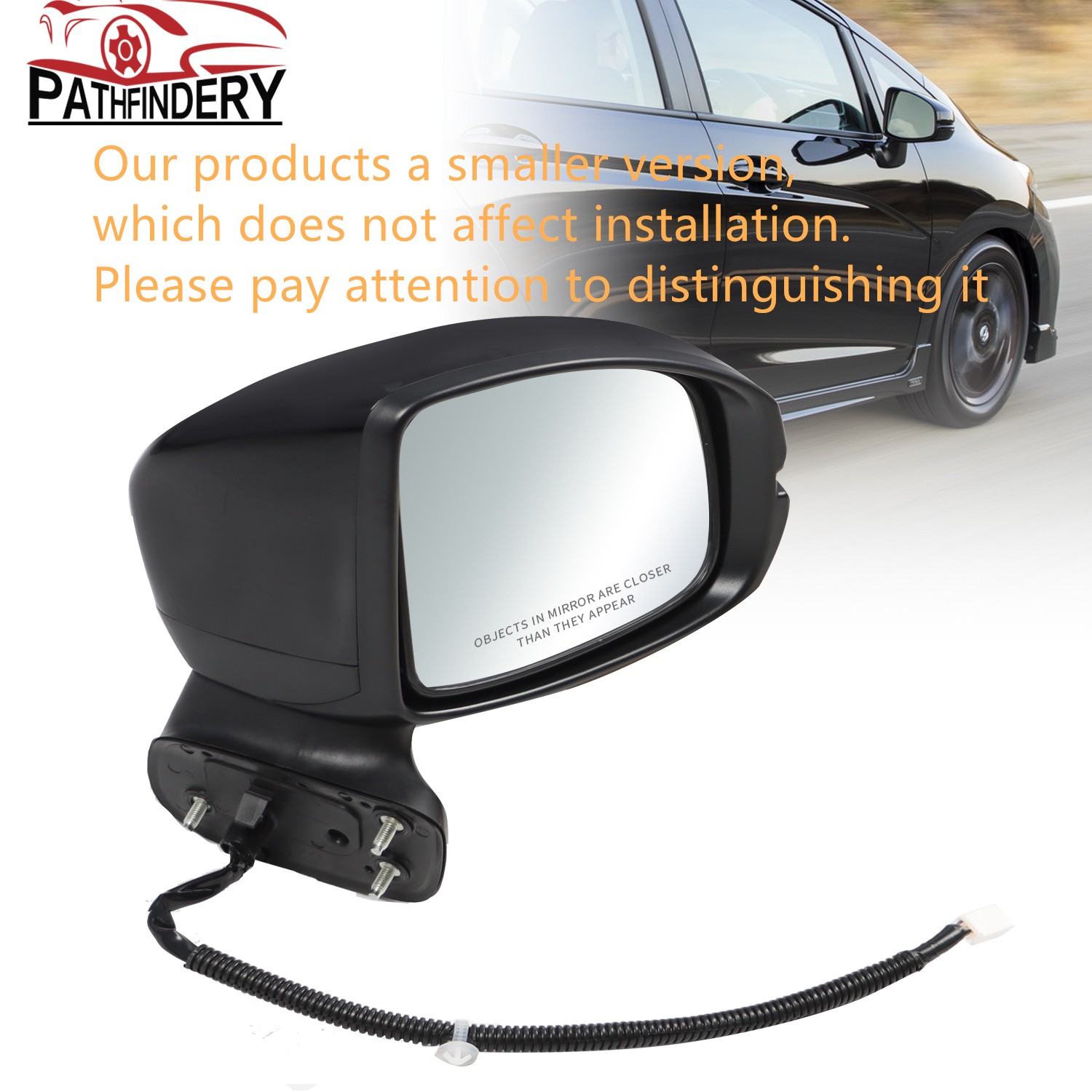 Passenger Right Side Mirror Black Hand Maual Fold 3Pin For Honda Fit 2015-2020