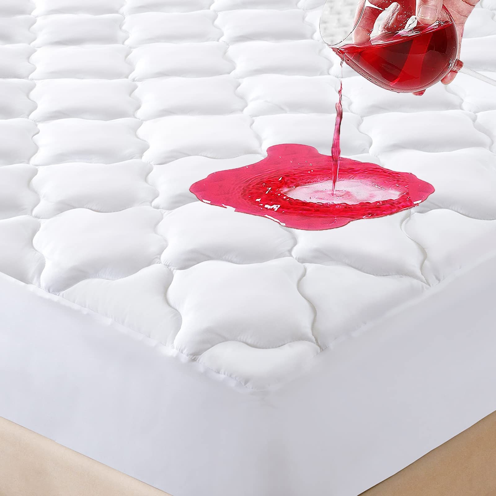 Waterproof Mattress Protector Queen Size, 6''-21'' Queen, Flower