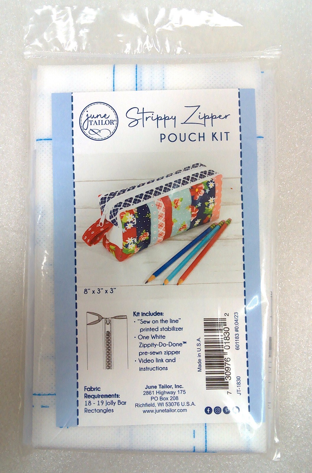 June Tailor Strippy Zipper Pouch Kit  No Fabric included