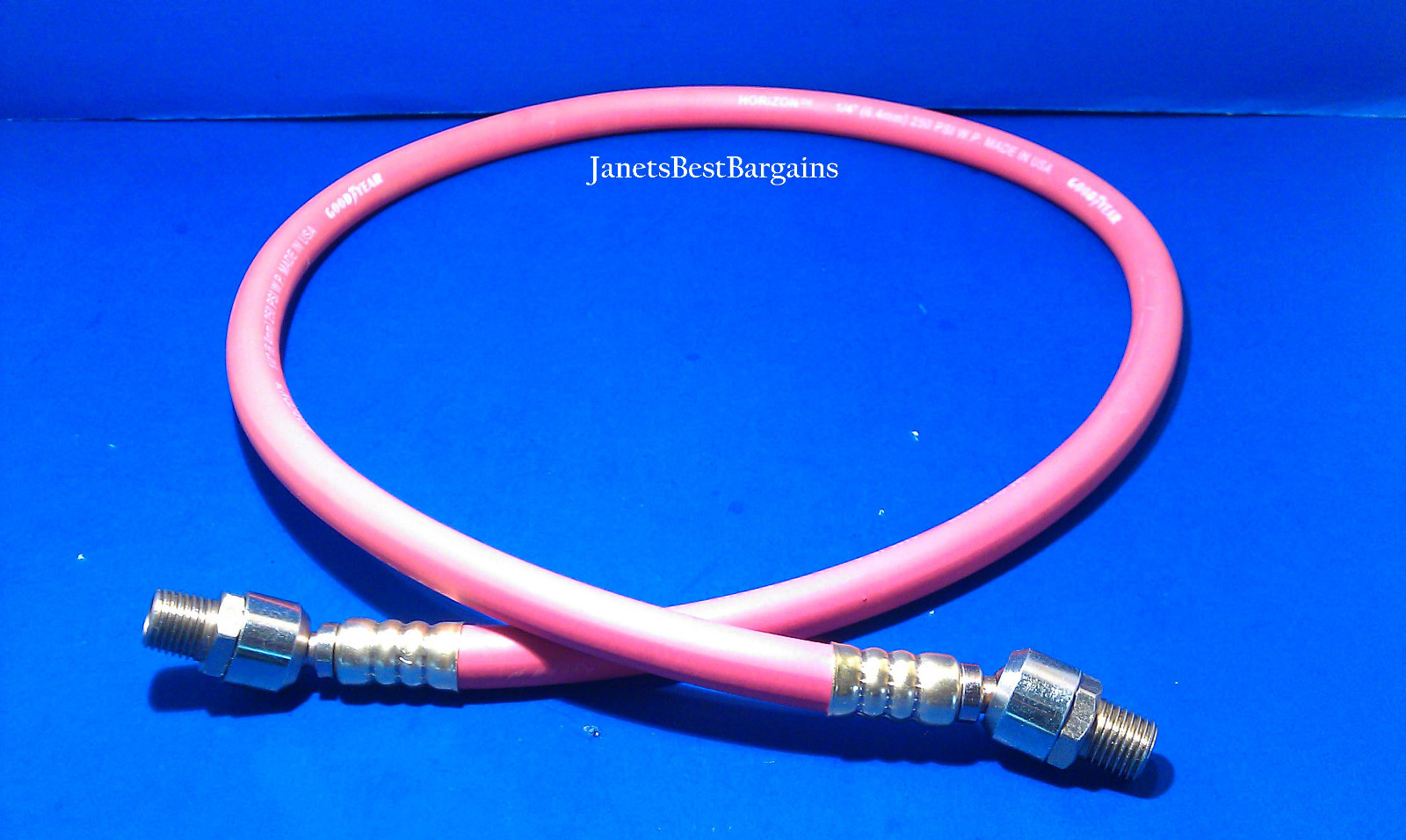 USA Made Continental Rubber 1/4" 6 Foot Pigtail Air Hose Whip Ball Swivel Ends
