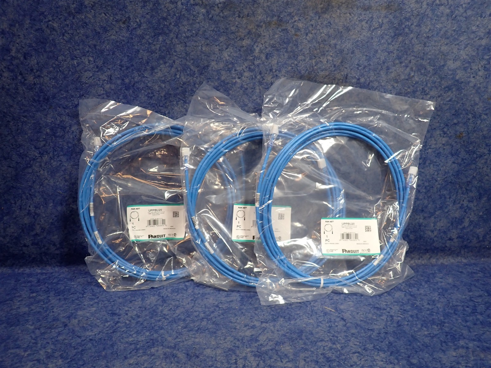 Lot of 3 Panduit UPPBU20 UTP CAT6 RJ45 Plug-Plug T568B Solid Plenum Cable (D13)
