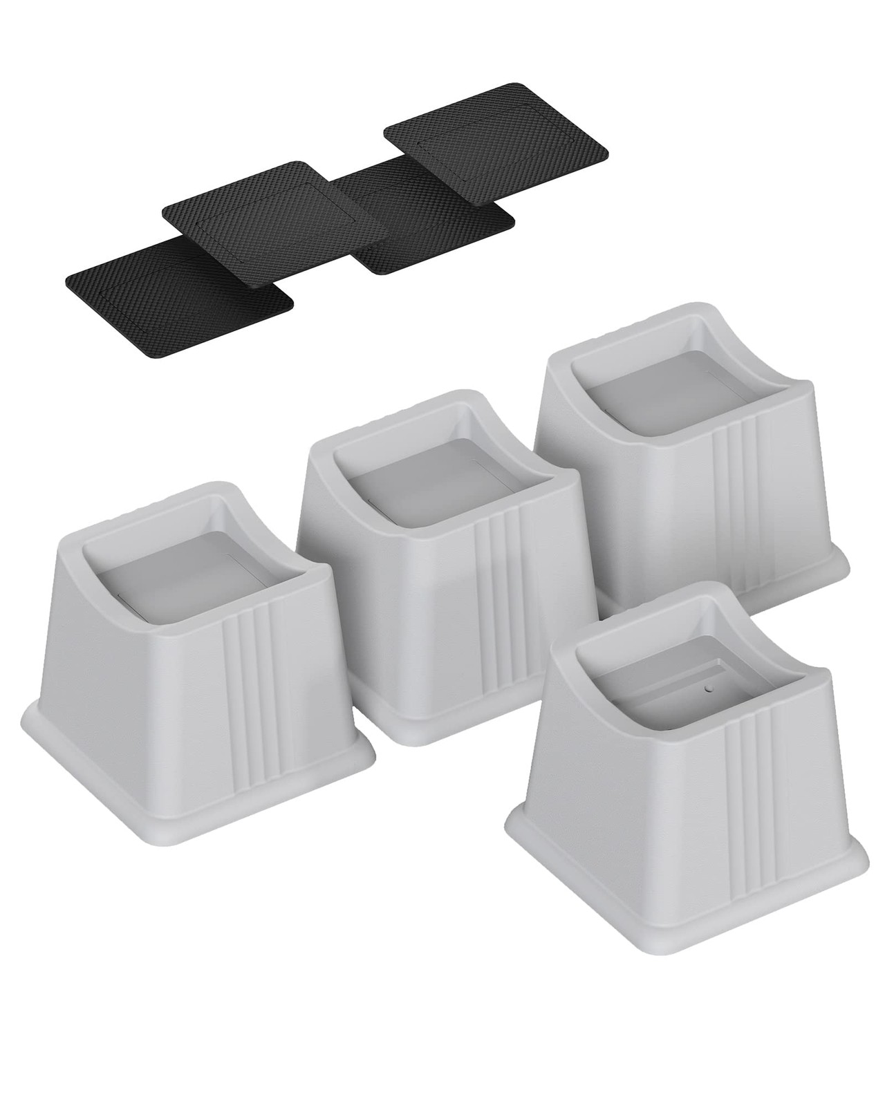 4 Pack Adjustable Bed Furniture Risers Elevate 3" in Height, Heavy Duty Recta...