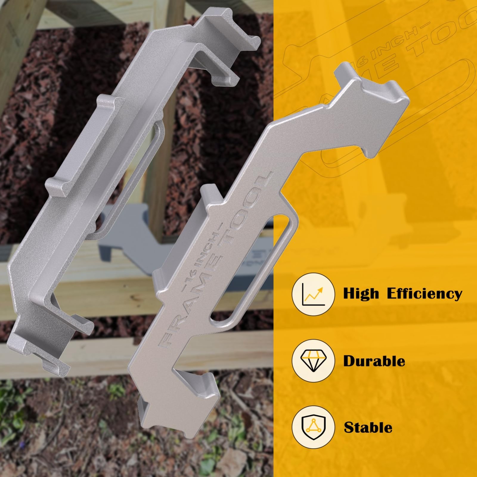 16" Stud Layout Tool - Cast Aluminum Framing Spacing Jig for Precision Measureme