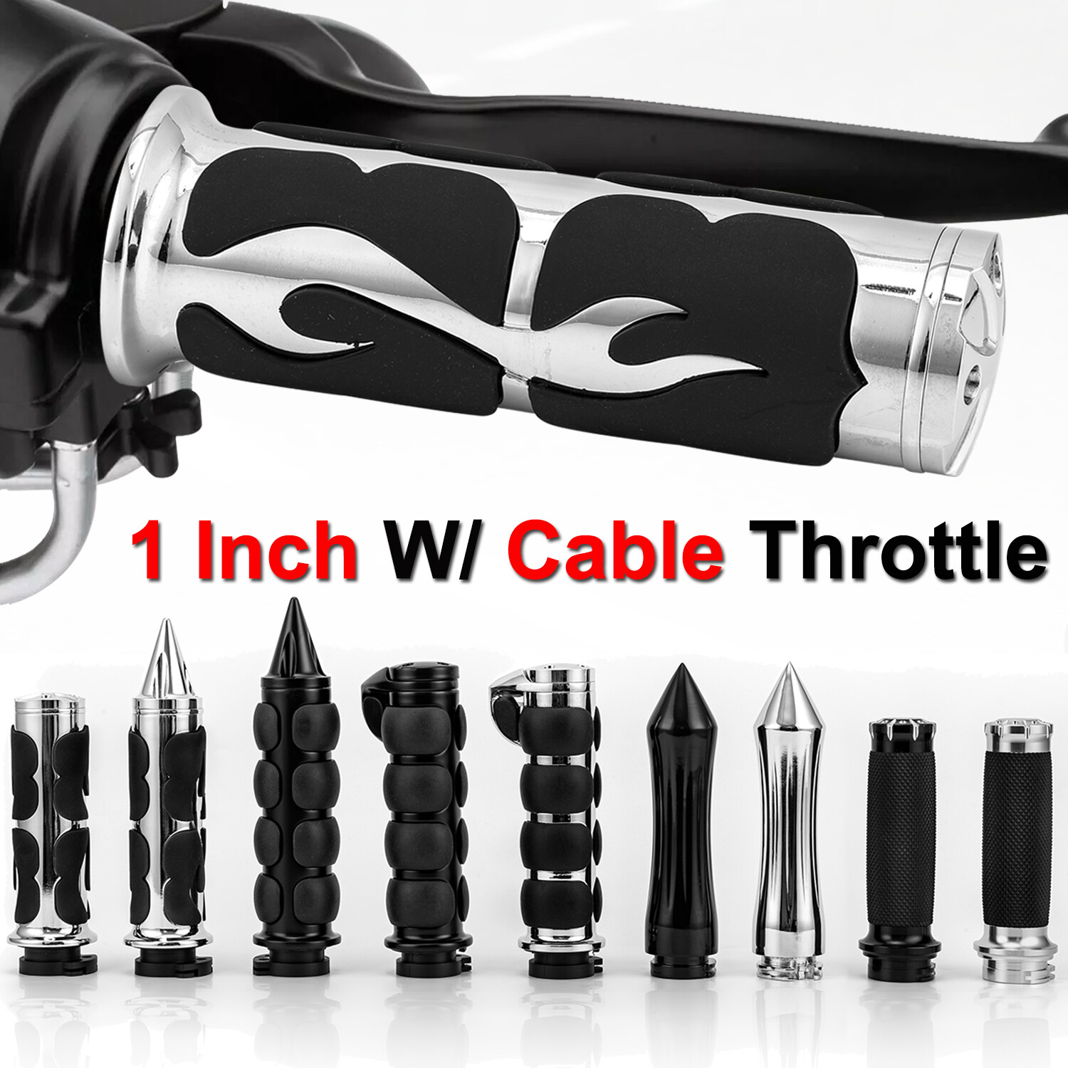 For Honda Shadow ACE Spirit VT 750 1100 VTX 1300 Suzuki Motorcycle Hand Grips 1"