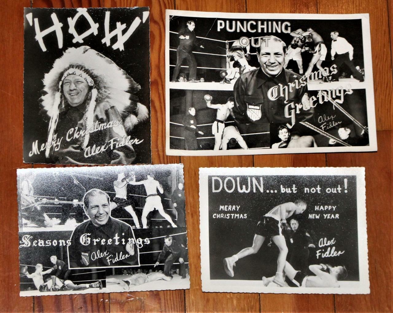 Vintage Alex Fidler Indigenous Boxer Lot of 4 Personal Christmas Cards Photos!