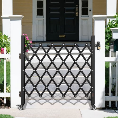 Single Folding Security Gate, Lockable Scissor Gate with 360?° Swivel Caster