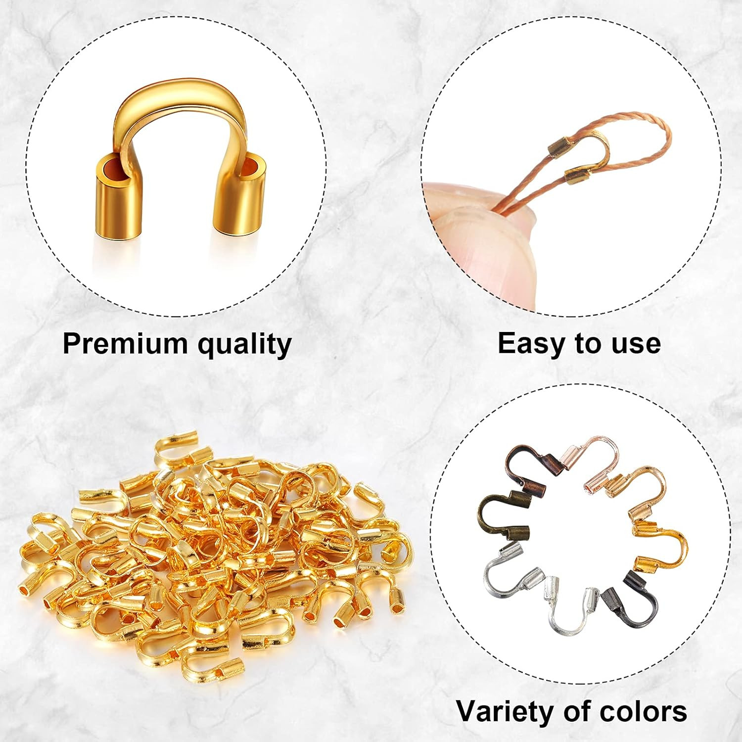 Brass Wire Guardian U-Shape Cable Protector Wire Guard Loops for Earring Bracele