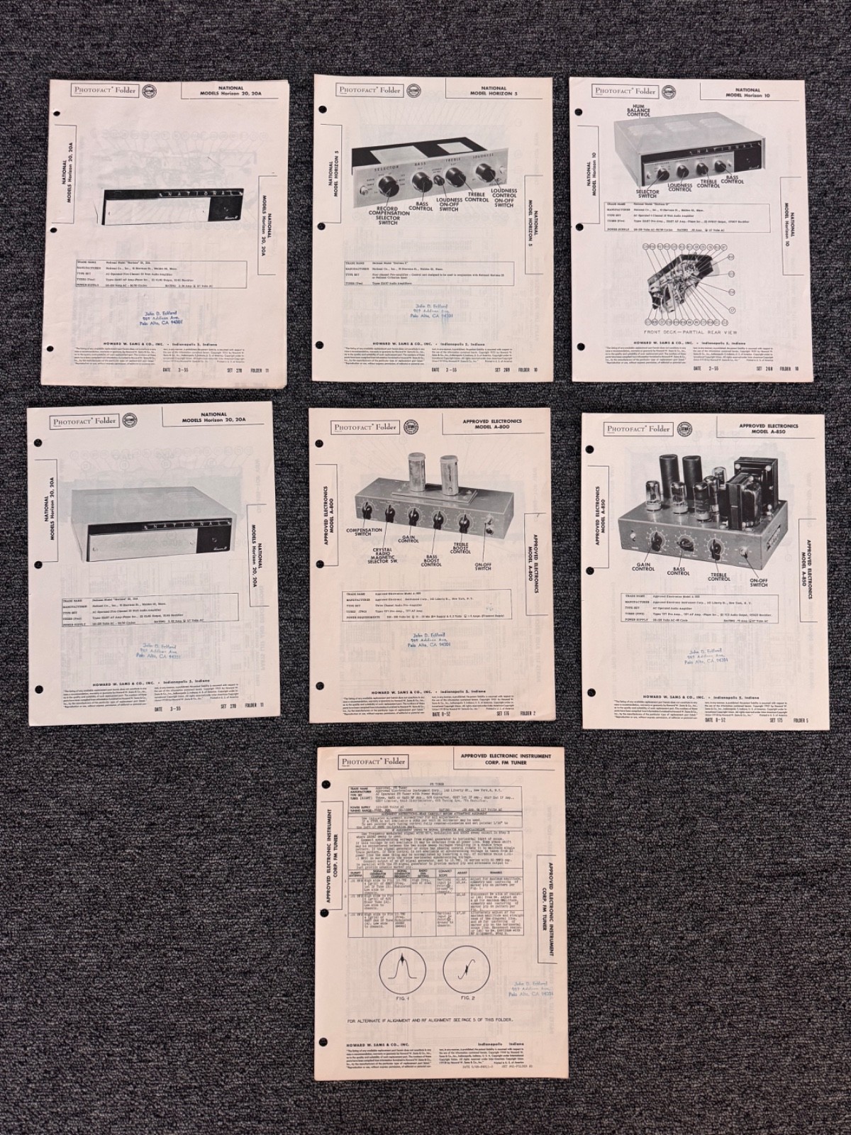 APPROVED ELECTRONICS, NATIONAL VARIOUS MODELS INFO AND SCHEMATICS