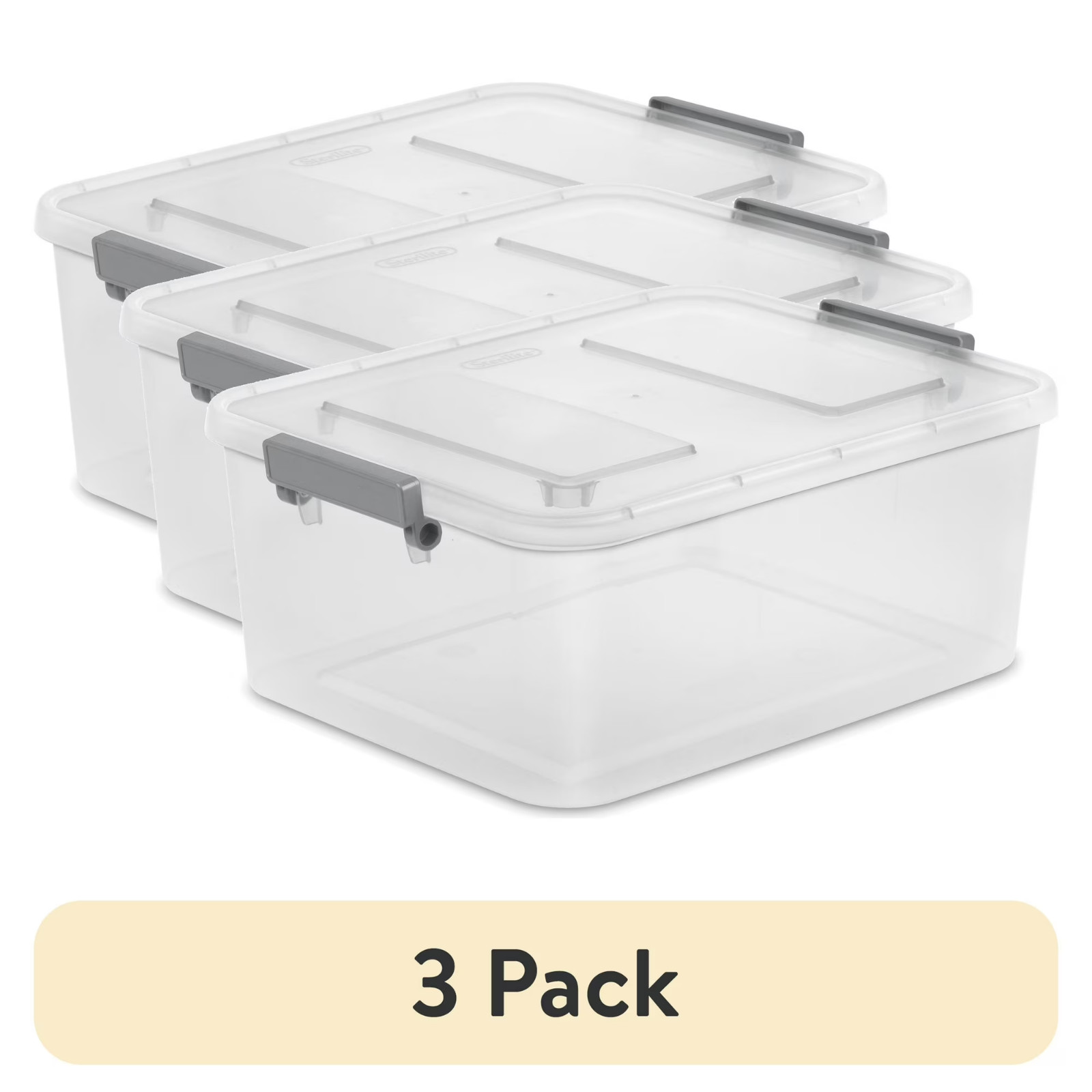 (3 Pack) 12.7 Qt. Clear Plastic Modular ID Latch Box