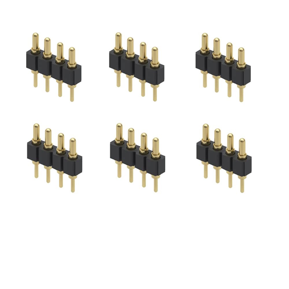 6 PCS 4 Pin Male Gold Plated Spring Loaded Thimble Pogo 7.5mm PCB Connector